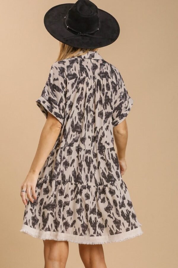 Umgee Animal Print Tiered Dress in Oatmeal ON ORDER